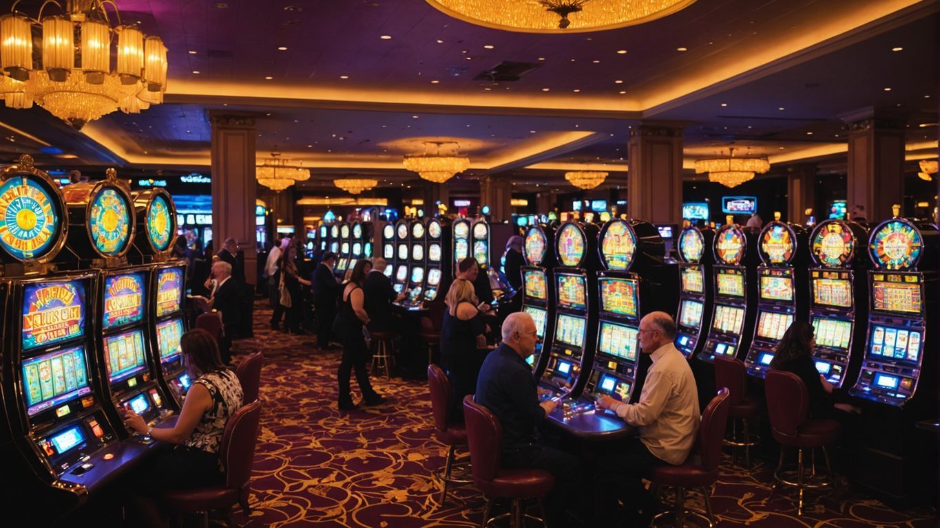 繁忙的娛樂城地板，擁有各種遊戲機